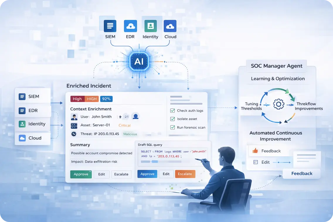AI-Augmented Tier-1 & Tier-2 SOC